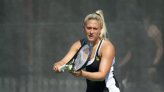 Klaudia Malenovska  in the Big West Conference Tennis match against Hawaii at the Rhodes Tennis Center, Long Beach, Calif., Sat., Feb. 16, 2013