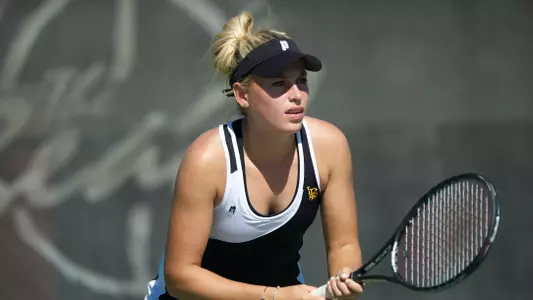 Sarah Cantlay in the Big West Conference Tennis match against Hawaii at the Rhodes Tennis Center, Long Beach, Calif., Sat., Feb. 16, 2013