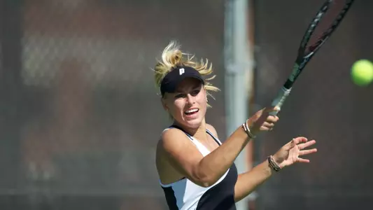 Sarah Cantlay in the Big West Conference Tennis match against Hawaii at the Rhodes Tennis Center, Long Beach, Calif., Sat., Feb. 16, 2013