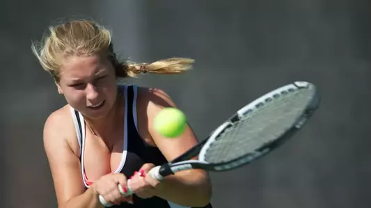 Karolina Rozenberg in the Big West Conference Tennis match against Hawaii at the Rhodes Tennis Center, Long Beach, Calif., Sat., Feb. 16, 2013