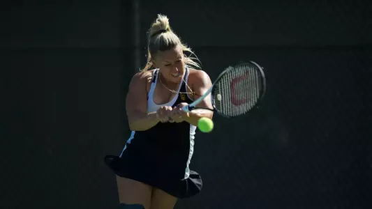 Klaudia Malenovska  in the Big West Conference Tennis match against Hawaii at the Rhodes Tennis Center, Long Beach, Calif., Sat., Feb. 16, 2013