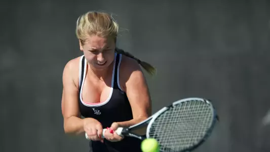 Karolina Rozenberg in the Big West Conference Tennis match against Hawaii at the Rhodes Tennis Center, Long Beach, Calif., Sat., Feb. 16, 2013