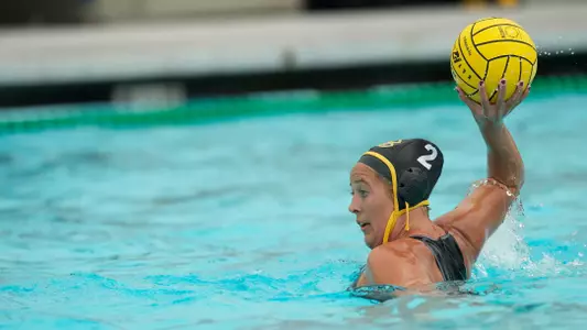 Coriann Snyder in the Big West Conference match against No. 13 UC Santa Barbara at the Campus Pool on Sunday, April 14, in Long Beach, Calif.