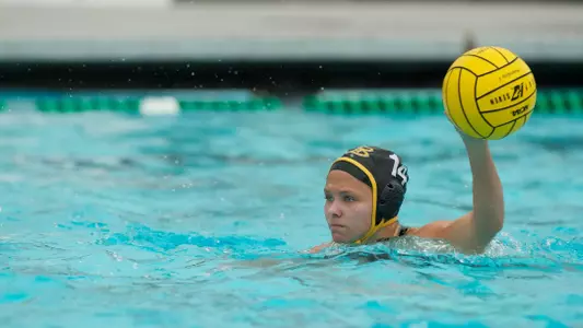 Leigh Auth in the Big West Conference match against No. 13 UC Santa Barbara at the Campus Pool on Sunday, April 14, in Long Beach, Calif.