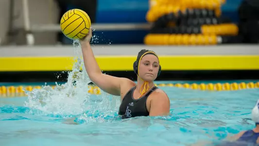 Justine Morgan in the Big West Conference match against No. 13 UC Santa Barbara at the Campus Pool on Sunday, April 14, in Long Beach, Calif.