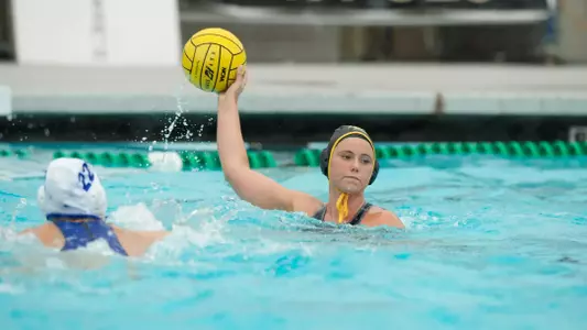 Justine Morgan in the Big West Conference match against No. 13 UC Santa Barbara at the Campus Pool on Sunday, April 14, in Long Beach, Calif.