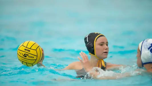 Justine Morgan in the Big West Conference match against No. 13 UC Santa Barbara at the Campus Pool on Sunday, April 14, in Long Beach, Calif.