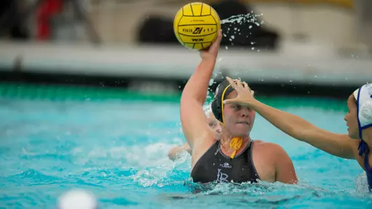 Kayla Robert in the Big West Conference match against No. 13 UC Santa Barbara at the Campus Pool on Sunday, April 14, in Long Beach, Calif.
