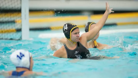 Leigh Auth in the Big West Conference match against No. 13 UC Santa Barbara at the Campus Pool on Sunday, April 14, in Long Beach, Calif.