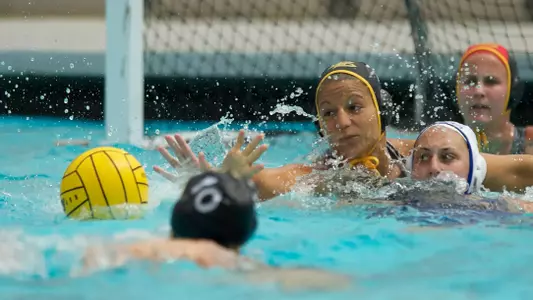 Christina Kotsia in the Big West Conference match against No. 13 UC Santa Barbara at the Campus Pool on Sunday, April 14, in Long Beach, Calif.