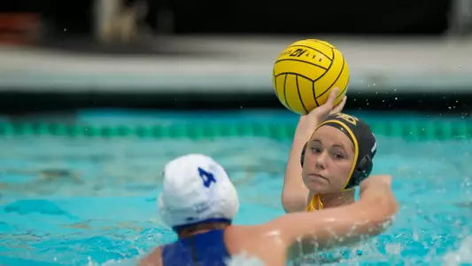 Justine Morgan in the Big West Conference match against No. 13 UC Santa Barbara at the Campus Pool on Sunday, April 14, in Long Beach, Calif.