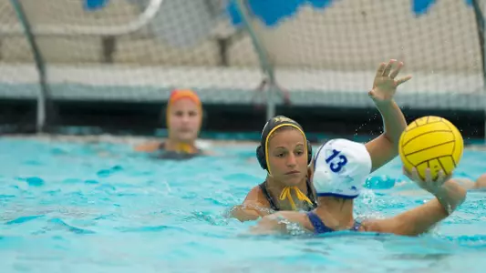 Christina Kotsia in the Big West Conference match against No. 13 UC Santa Barbara at the Campus Pool on Sunday, April 14, in Long Beach, Calif.