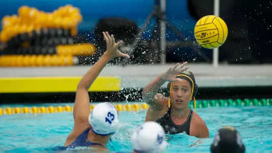 Coriann Snyder in the Big West Conference match against No. 13 UC Santa Barbara at the Campus Pool on Sunday, April 14, in Long Beach, Calif.