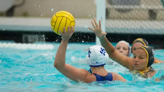 Christina Kotsia in the Big West Conference match against No. 13 UC Santa Barbara at the Campus Pool on Sunday, April 14, in Long Beach, Calif.