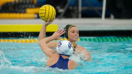 Justine Morgan in the Big West Conference match against No. 13 UC Santa Barbara at the Campus Pool on Sunday, April 14, in Long Beach, Calif.