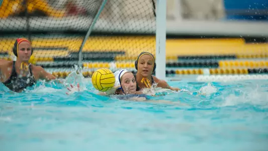 Christina Kotsia in the Big West Conference match against No. 13 UC Santa Barbara at the Campus Pool on Sunday, April 14, in Long Beach, Calif.