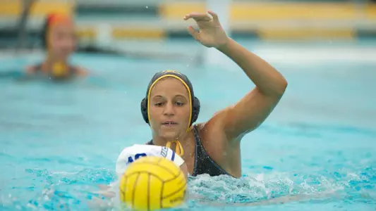 Christina Kotsia in the Big West Conference match against No. 13 UC Santa Barbara at the Campus Pool on Sunday, April 14, in Long Beach, Calif.