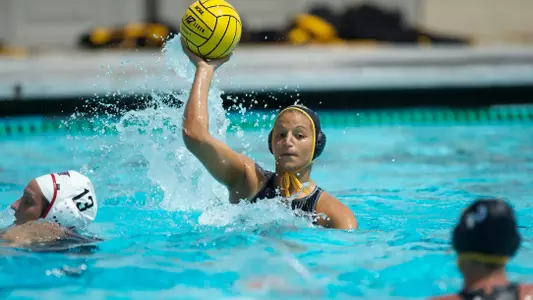 Christina Kotsia in the Big West Conference match against No. 13 Cal State Northridge at the Campus Pool on Saturday, April 6, in Long Beach, Calif.