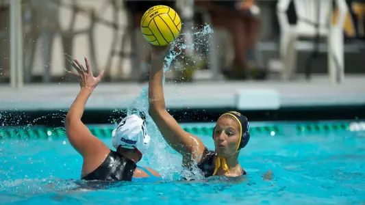 Christina Kotsia in the Big West Conference match against No. 13 Cal State Northridge at the Campus Pool on Saturday, April 6, in Long Beach, Calif.