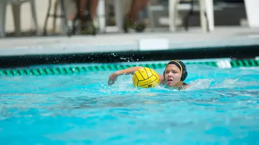 Leigh Auth in the Big West Conference match against No. 13 Cal State Northridge at the Campus Pool on Saturday, April 6, in Long Beach, Calif.