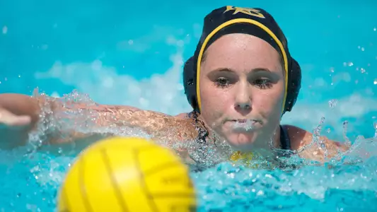 Justine Morgan in the Big West Conference match against No. 13 Cal State Northridge at the Campus Pool on Saturday, April 6, in Long Beach, Calif.