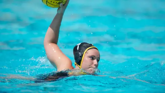Justine Morgan in the Big West Conference match against No. 13 Cal State Northridge at the Campus Pool on Saturday, April 6, in Long Beach, Calif.