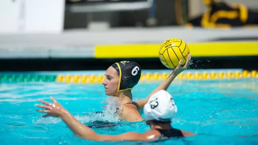 Julie Lantz in the Big West Conference match against No. 13 Cal State Northridge at the Campus Pool on Saturday, April 6, in Long Beach, Calif.