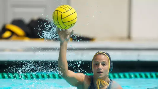 Christina Kotsia in the Big West Conference match against No. 13 Cal State Northridge at the Campus Pool on Saturday, April 6, in Long Beach, Calif.