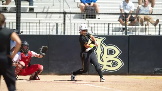Karli Sandoval in the match against Northridge at the 49er Softball complex, Wed., April 17, 2013.