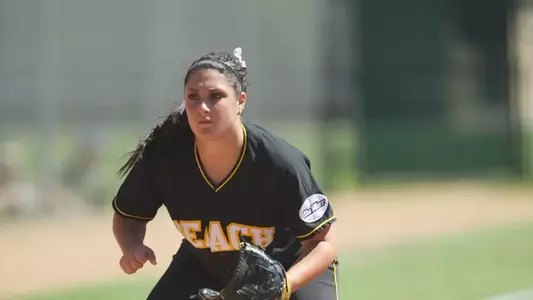 Hannah De Gaetano in the match against Northridge at the 49er Softball complex, Wed., April 17, 2013.