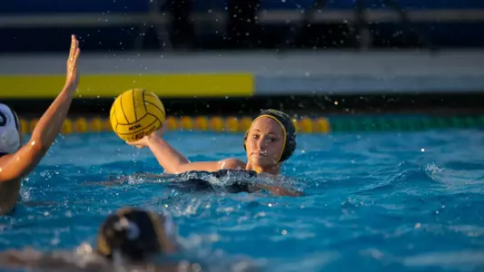 Justine Morgan in the Big West Conference Women's Water Polo match against UC Irvine at the 49er Campus Pool, Long Beach, Calif., Thursday, April 18, 2013.
