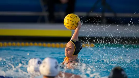 Justine Morgan in the Big West Conference Women's Water Polo match against UC Irvine at the 49er Campus Pool, Long Beach, Calif., Thursday, April 18, 2013.