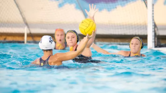 Justine Morgan in the Big West Conference Women's Water Polo match against UC Irvine at the 49er Campus Pool, Long Beach, Calif., Thursday, April 18, 2013.