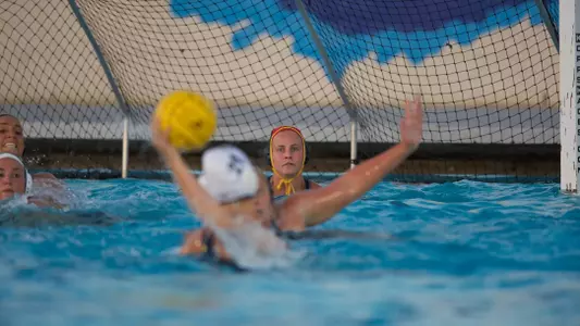 Kelley Ringel in the Big West Conference Women's Water Polo match against UC Irvine at the 49er Campus Pool, Long Beach, Calif., Thursday, April 18, 2013.