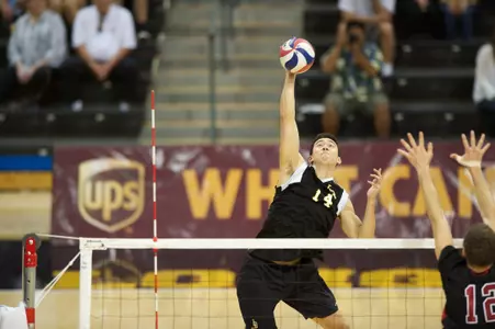 Junior Ian Satterfield had a team-high 12 kills in a 3-0 MPSF quarterfinal win against Stanford.