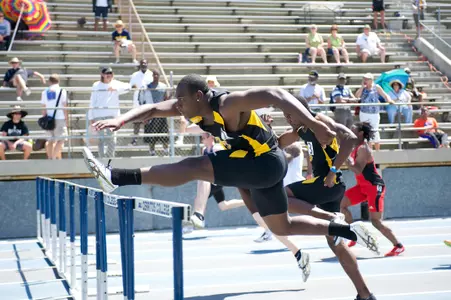 Devin Hickey finished third in the 110m hurdles at the Beach Invitational on Saturday.