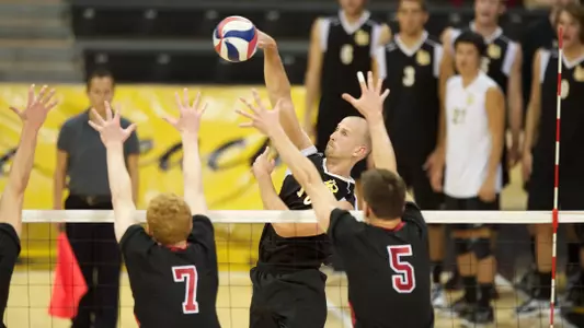 Dalton Ammerman in the MPSF Conference Playoff match against Stanford at the Walter Pyramid, Long Beach, Calif., Saturday, April 20, 2013.