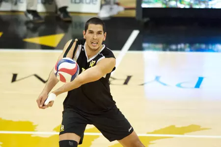 Taylor Gregory in the MPSF Conference Playoff match against Stanford at the Walter Pyramid, Long Beach, Calif., Saturday, April 20, 2013.