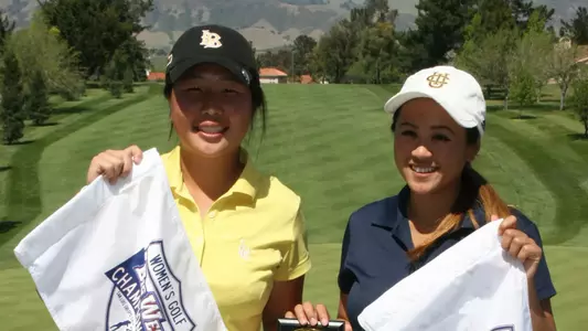 Chaewon Park (left) tied for fifth place with Ronnie Valerio of UC Irvine at the Big West Conference Championship.  (Photo by Cameron Fujimoto/LBSU)