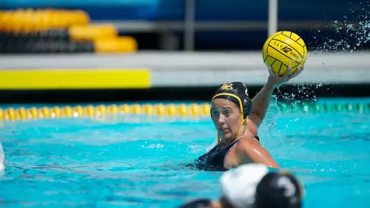 Coriann Snyder in the Big West Conference match against Cal State Northridge Saturday, April 6, 2013, at the Campus Pool in Long Beach, Calif.