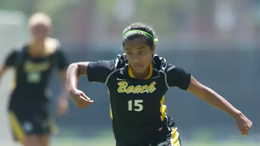 Freshman Mimi Rangel scored the game-winning goal with three seconds left in regulation to give the 49ers a 3-2 victory over No. 23 Texas Tech.<br><i>(Photo by John Fajardo)</i>
