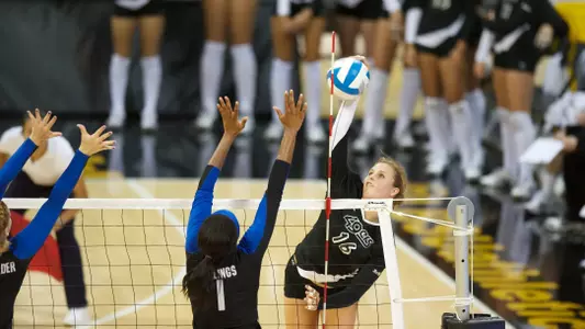 Senior Delainey Aigner-Swesy has now finished with a double-double in four of six matches this season.