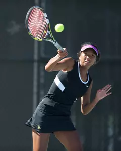 Freshman Maeva Razakasoa continues to win as she prevailed in both her singles and doubles matches to give LBSU the 4-3 edge over SDSU Saturday.