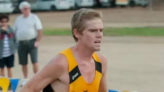 Tim Bergstrom ran a personal-best in the men's 10K at the NCAA West Regional at Stanford Golf Course. (Photo by Chuck Utash)