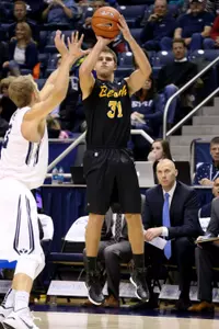 Nov 14, 2014; Provo, UT, USA; Long Beach State 49ers guard Justin Bibbins (21) dribbles the ball during the first half against the Brigham Young Cougars at Marriott Center. Brigham Young Cougars won the game 95-90. Mandatory Credit: Chris Nicoll-USA TODAY Sports