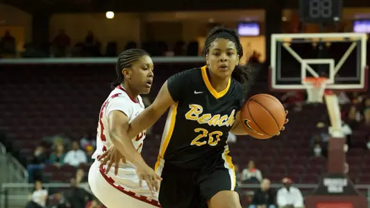 Freshman Raven Benton had a team-high 17 points and 10 rebounds in a loss at UC Santa Barbara.