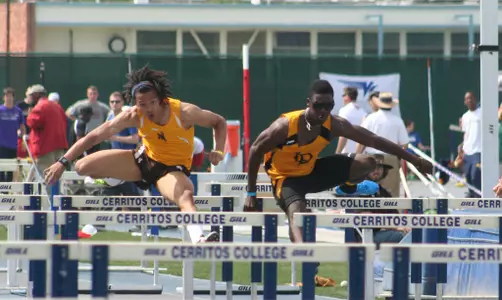 Koree Hines finished third in the 110m hurdles in a lifetime-best 14.13 seconds.