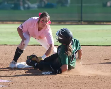 Cya Neal had two hits in the opening game against the Mustangs.