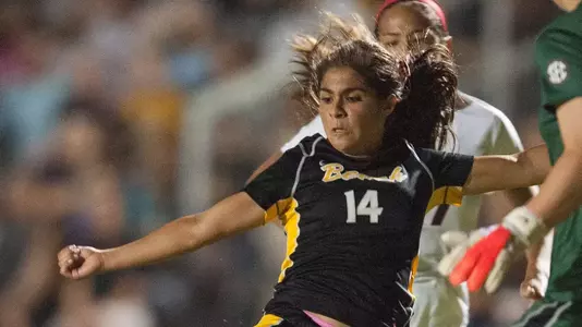 Freshman Ashley Gonzales scored the game-winner, which was also her second goal of the night, in the 84th minute of a 3-2 victory over Georgia.<br><i>(Photo by John Fajardo)</i>