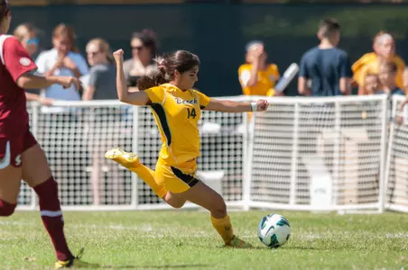 Freshman Ashley Gonzales' team-leading fifth goal of the season wasn't enough in a 2-1 loss to Santa Clara on Sunday.<br><i>(Photo by John Fajardo)</i>